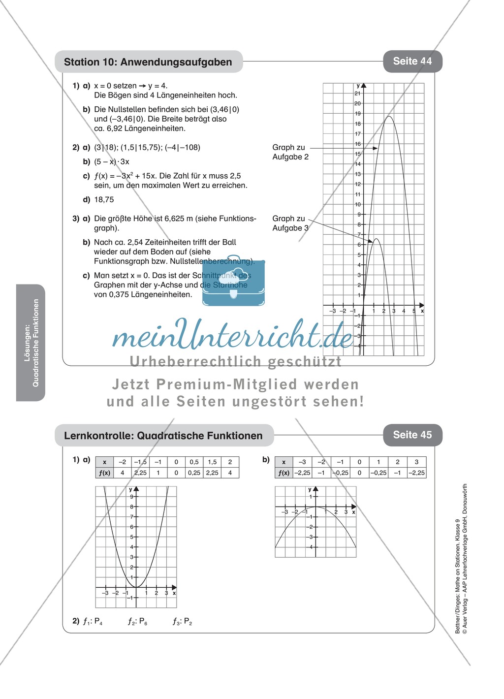 Stationenlernen zum Themenfeld quadratische Funktionen Preview 17