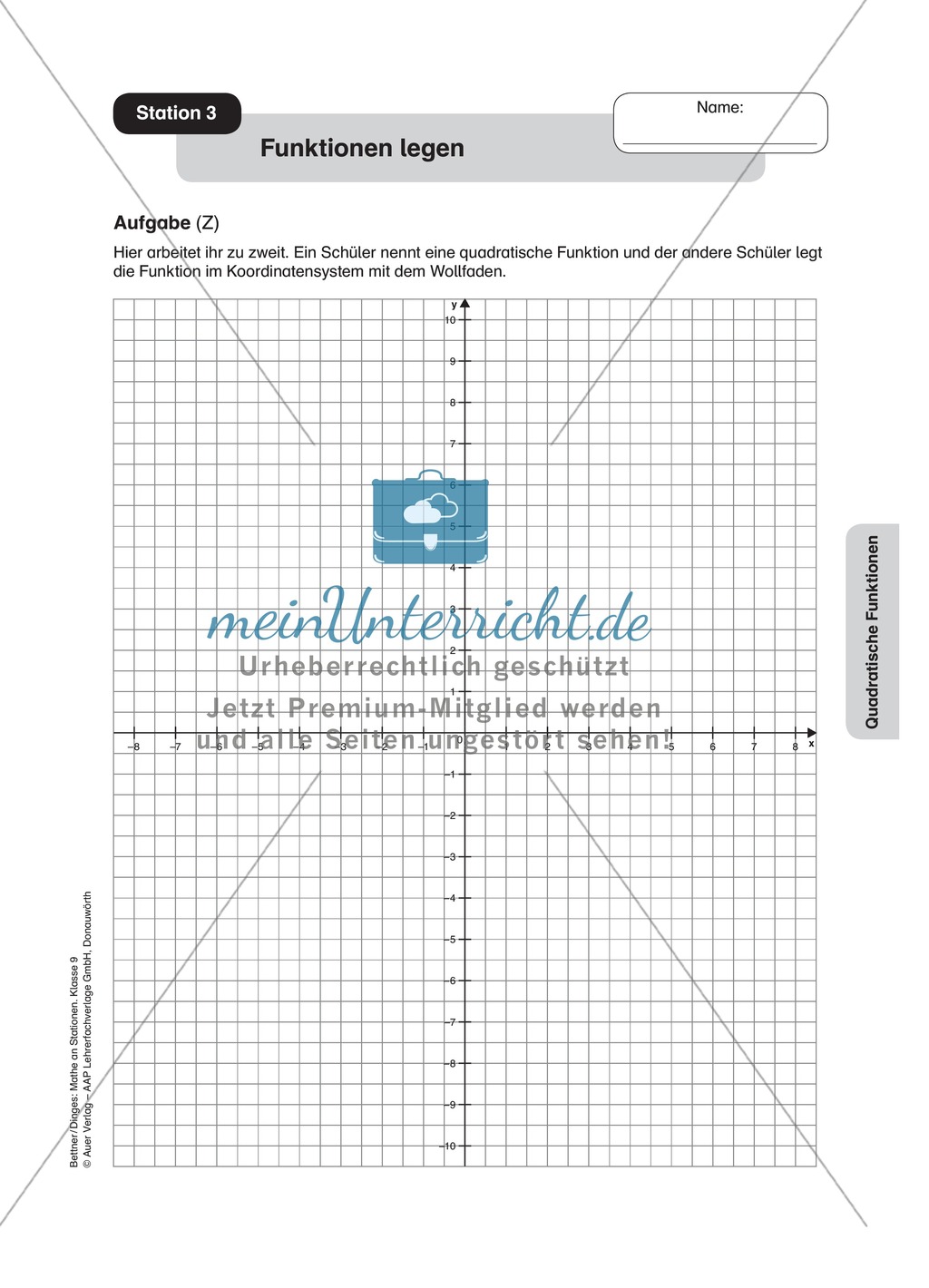 Stationenlernen zum Themenfeld quadratische Funktionen Preview 2