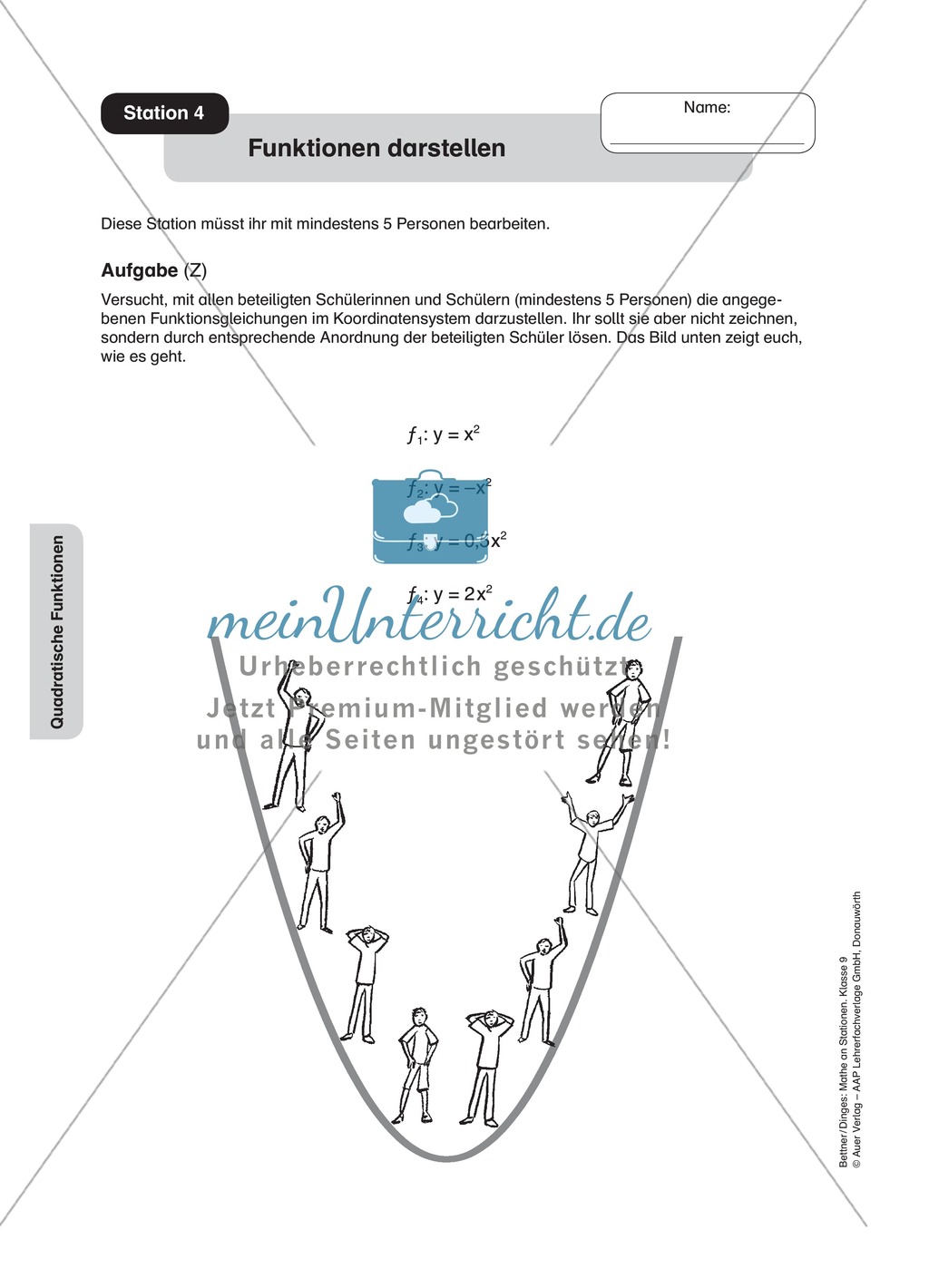 Stationenlernen zum Themenfeld quadratische Funktionen Preview 3