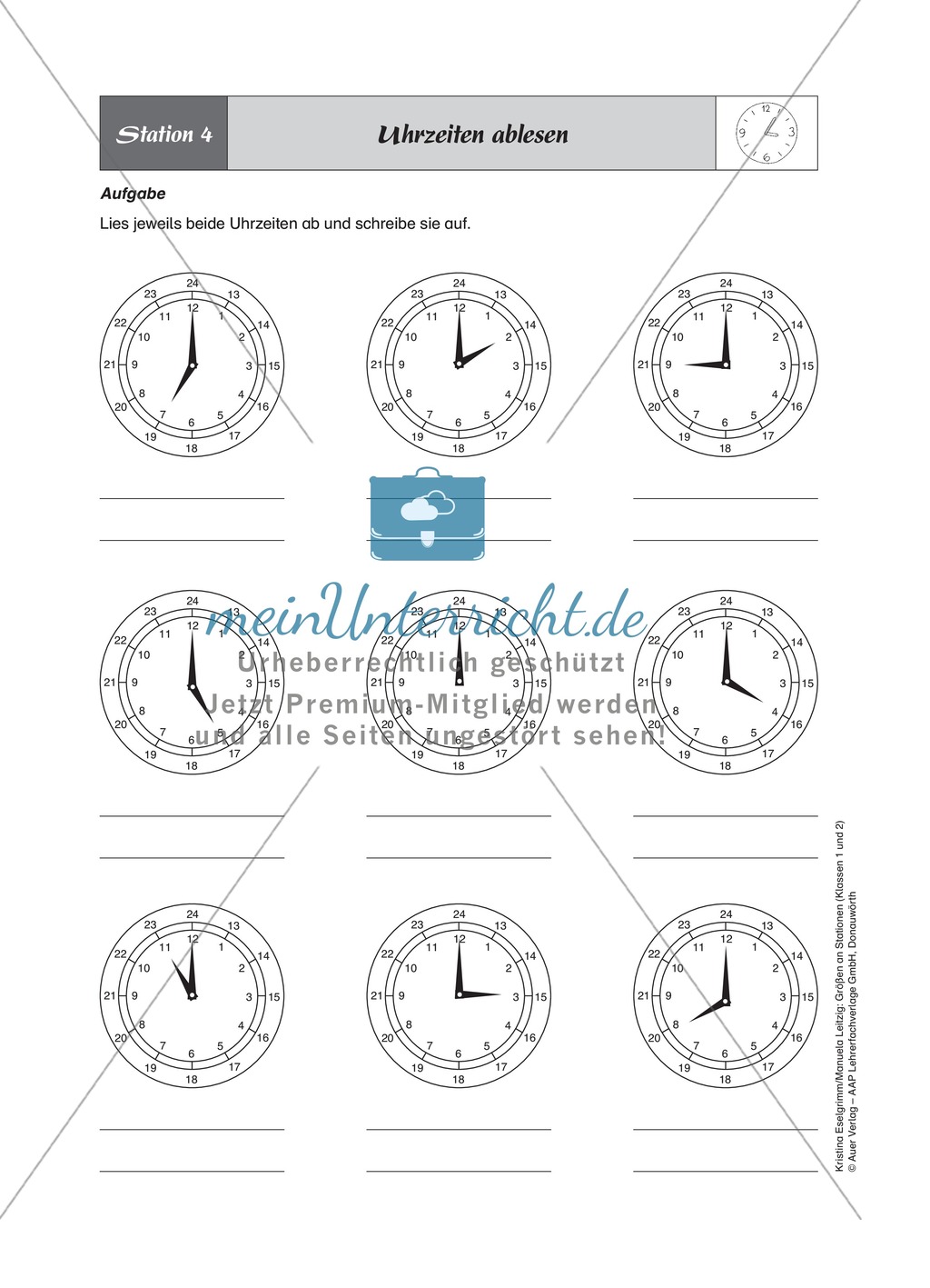 Stationenlernen zum Themenfeld Zeit Preview 4