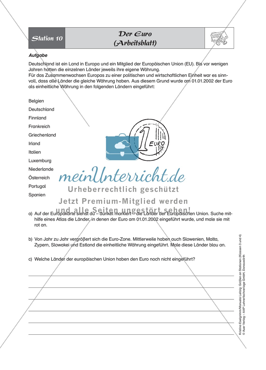 Stationenlernen zum Thema Geld, Rechnen mit Geldscheinen und Münzen Preview 10