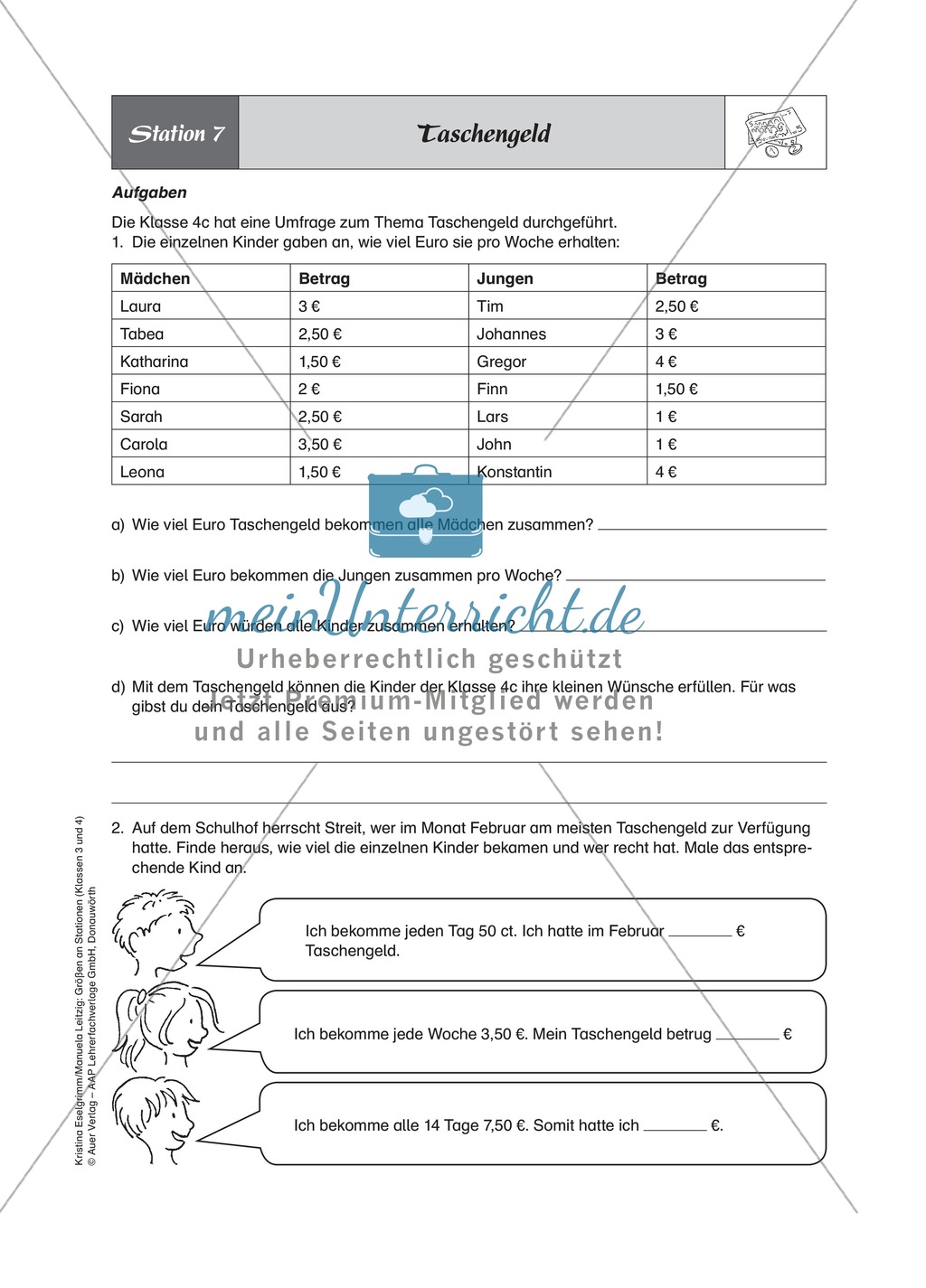 Stationenlernen zum Thema Geld, Rechnen mit Geldscheinen und Münzen Preview 7