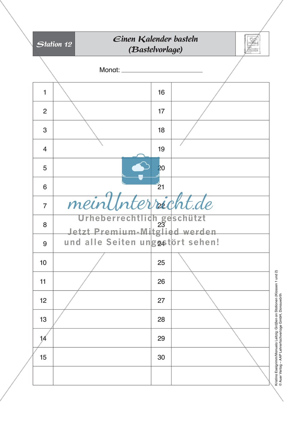 Stationenlernen zum Themenfeld Kalender und Zeit Preview 13
