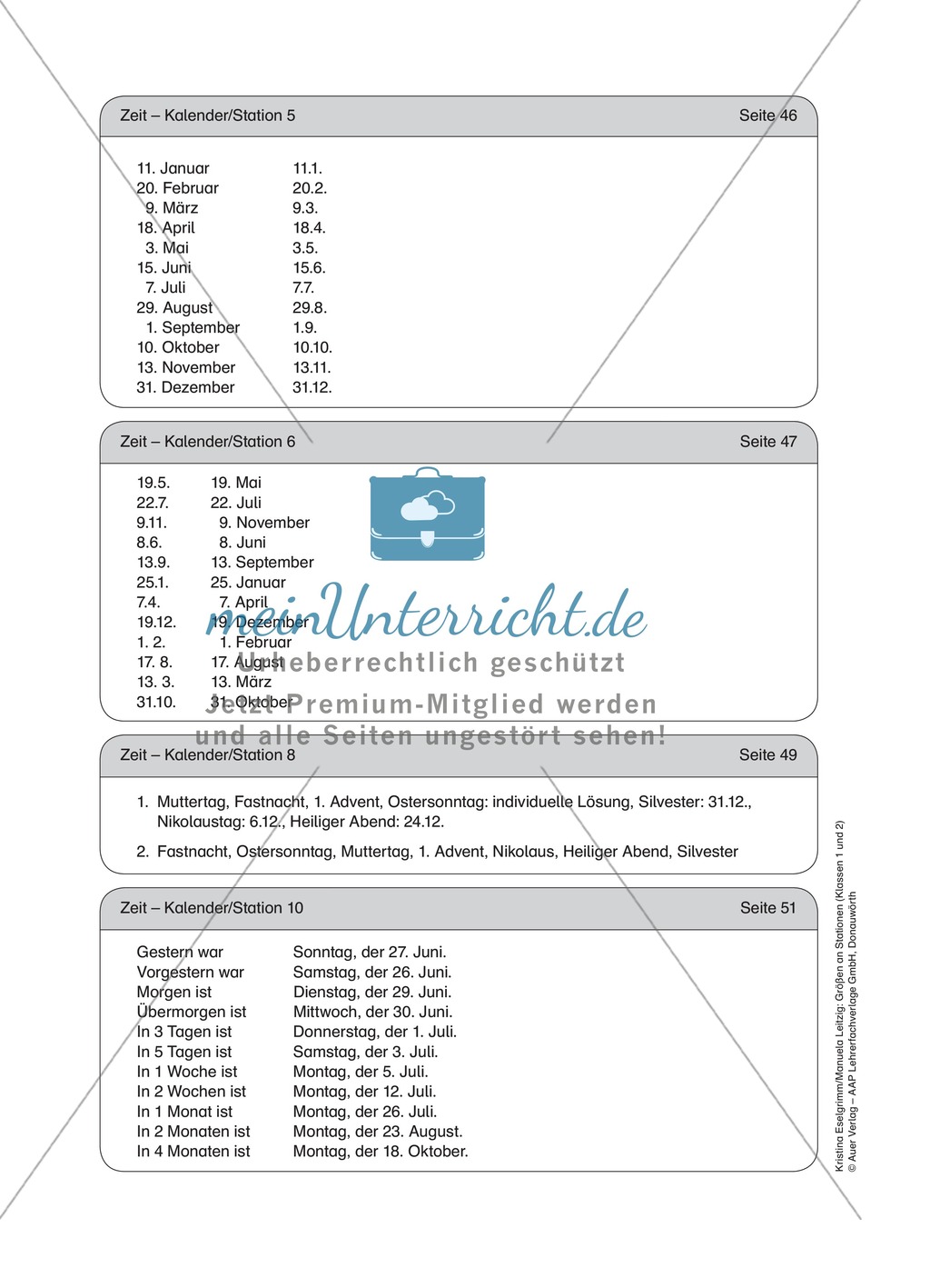 Stationenlernen zum Themenfeld Kalender und Zeit Preview 19