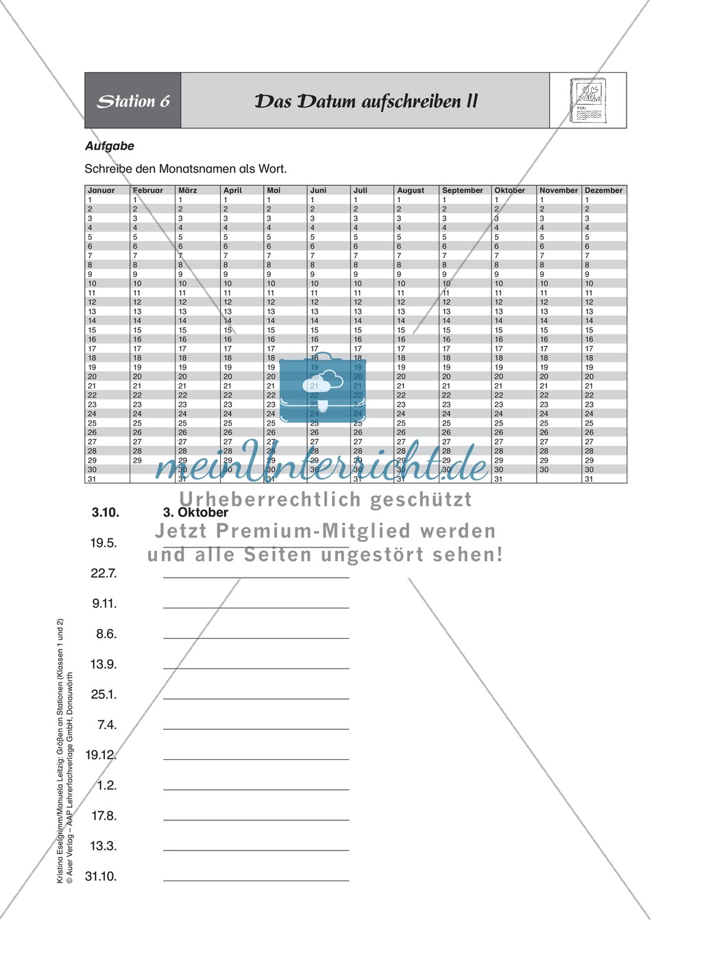 Stationenlernen zum Themenfeld Kalender und Zeit Preview 6