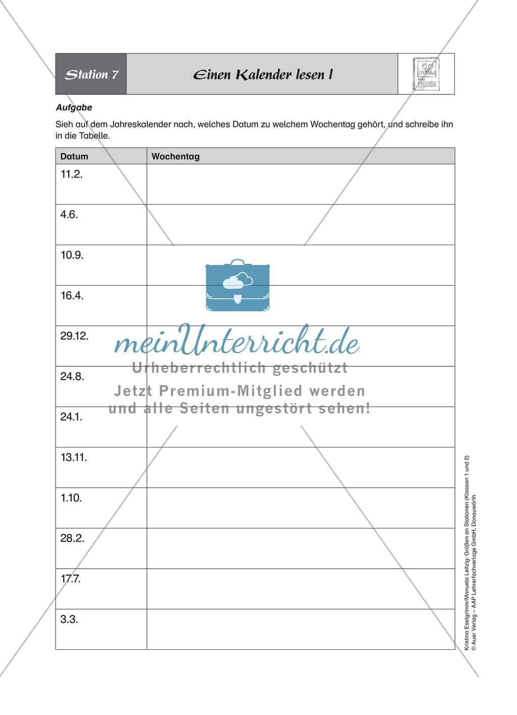 Stationenlernen zum Themenfeld Kalender und Zeit Preview 7