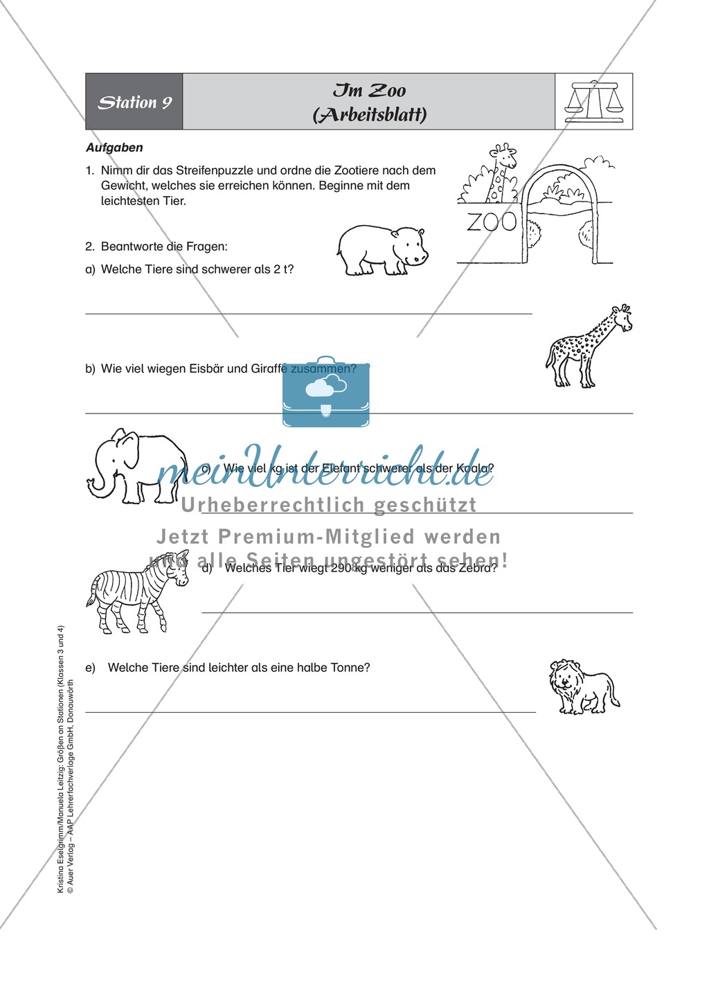 Stationenlernen zum Thema Gewichte Preview 10