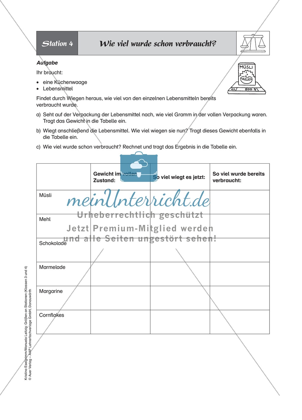 Stationenlernen zum Thema Gewichte Preview 4