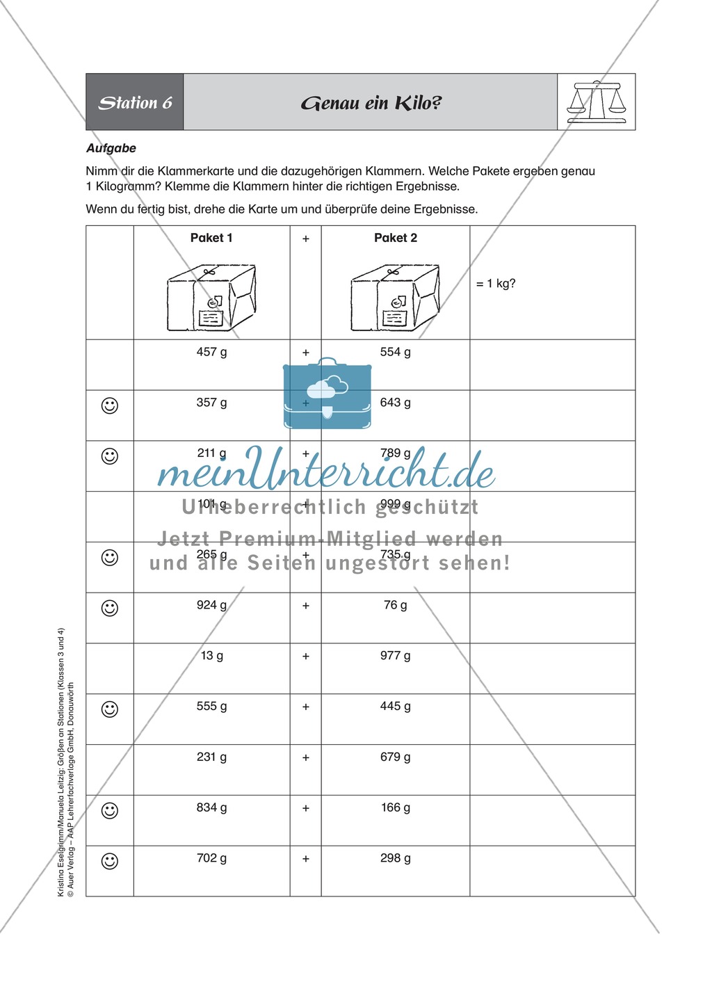 Stationenlernen zum Thema Gewichte Preview 6