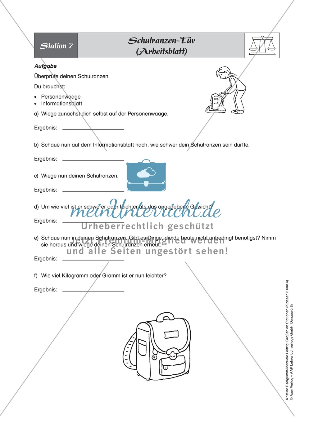 Stationenlernen zum Thema Gewichte Preview 7