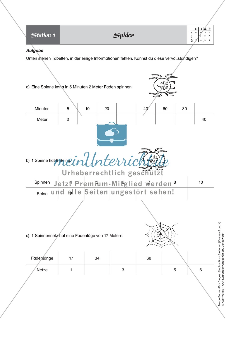 Stationenlernen zum Themenfeld Stochastik in Tabellen Preview 1