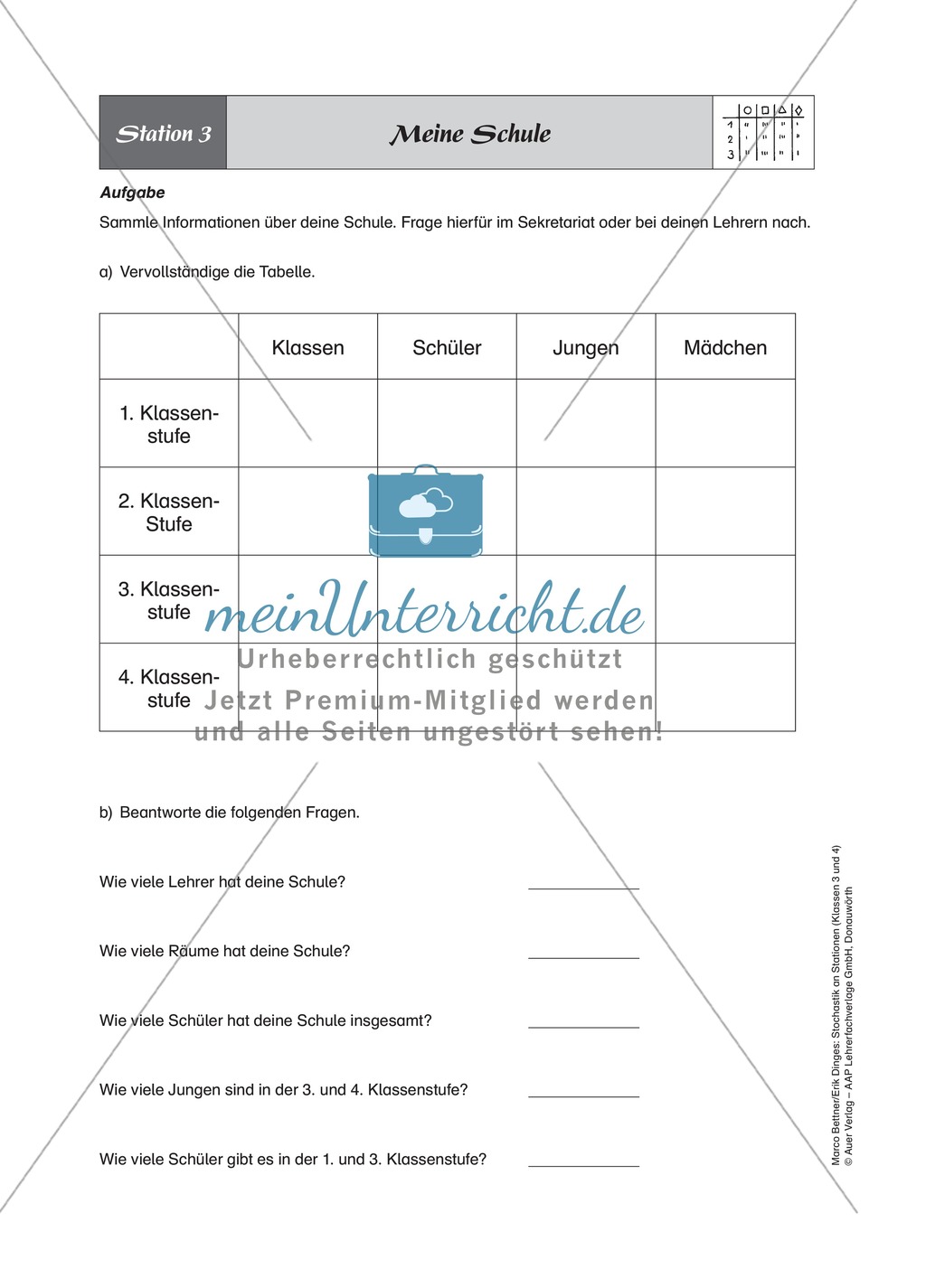 Stationenlernen zum Themenfeld Stochastik in Tabellen Preview 3