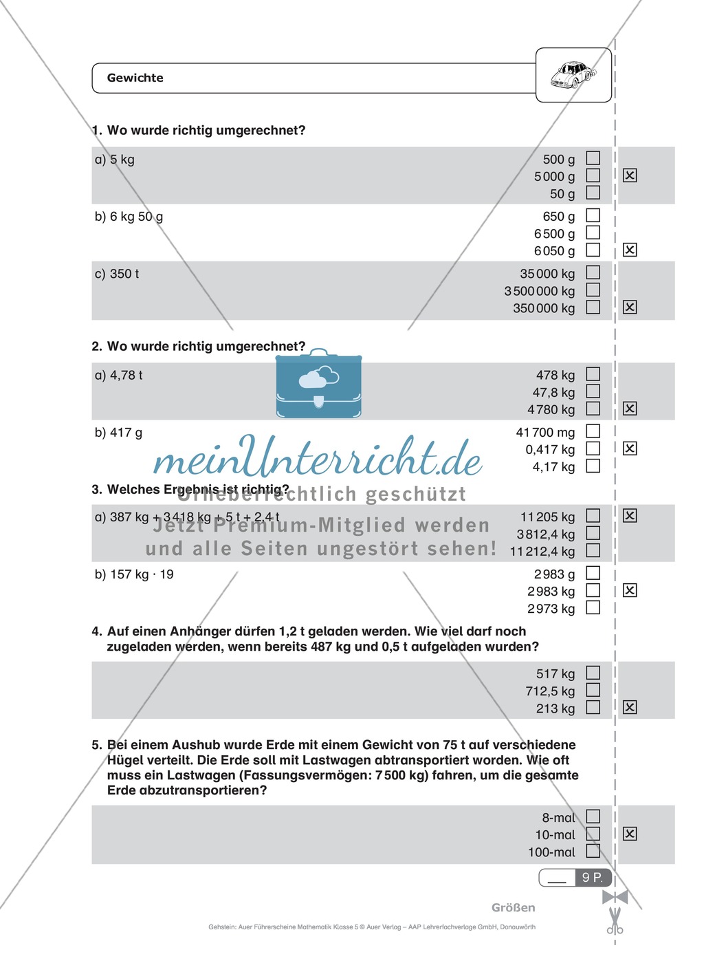 Schnelltest zur Erhebung des Lernstands im Themenfeld Geometrie, Mathe-Führerschein mit Selbstkontrolle Preview 7