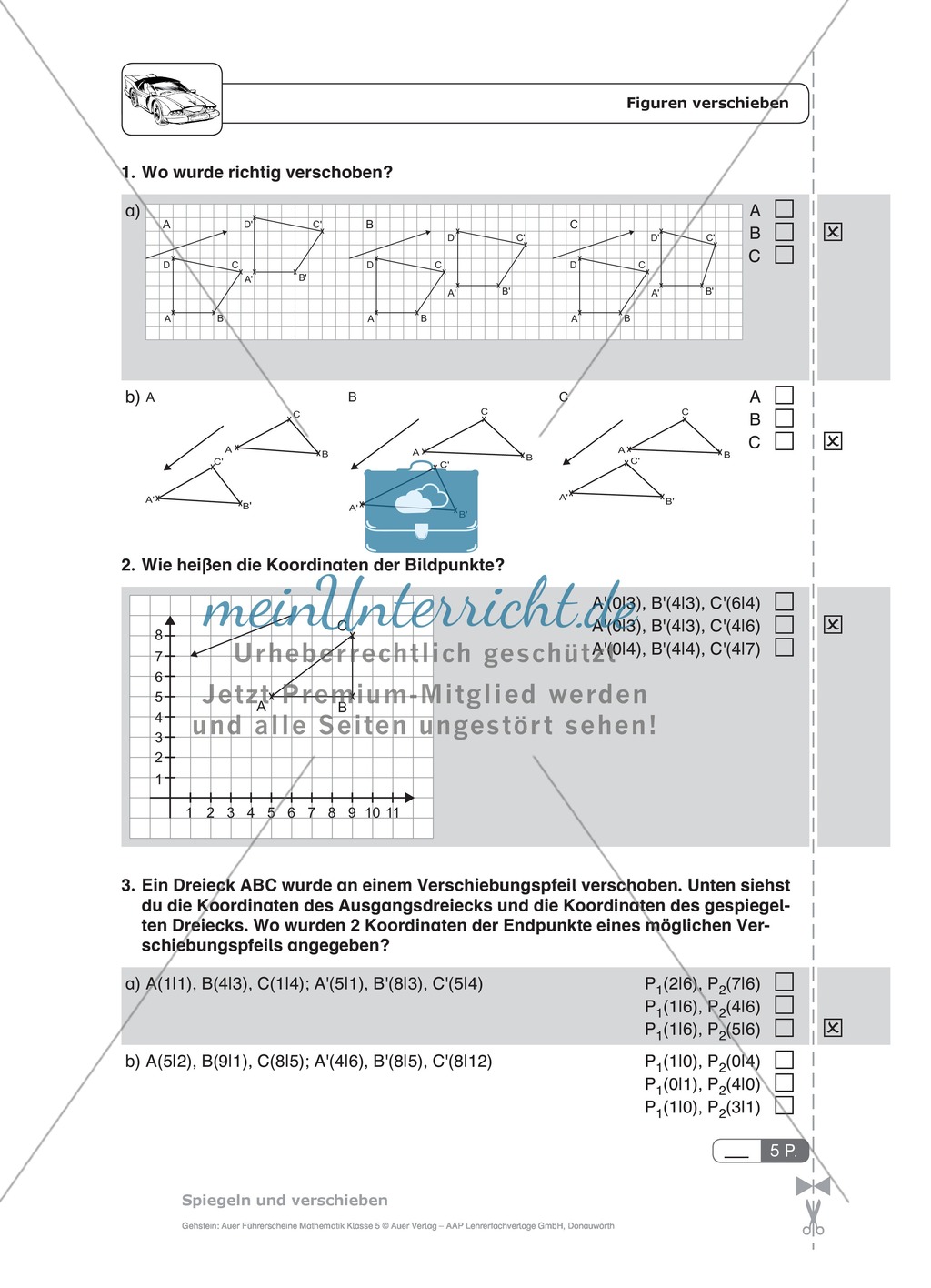 Schnelltest zur Erfassung des Lernstands im Bereich Spiegelung, Mathematik-Führerschein mit Selbstkontrolle Preview 6