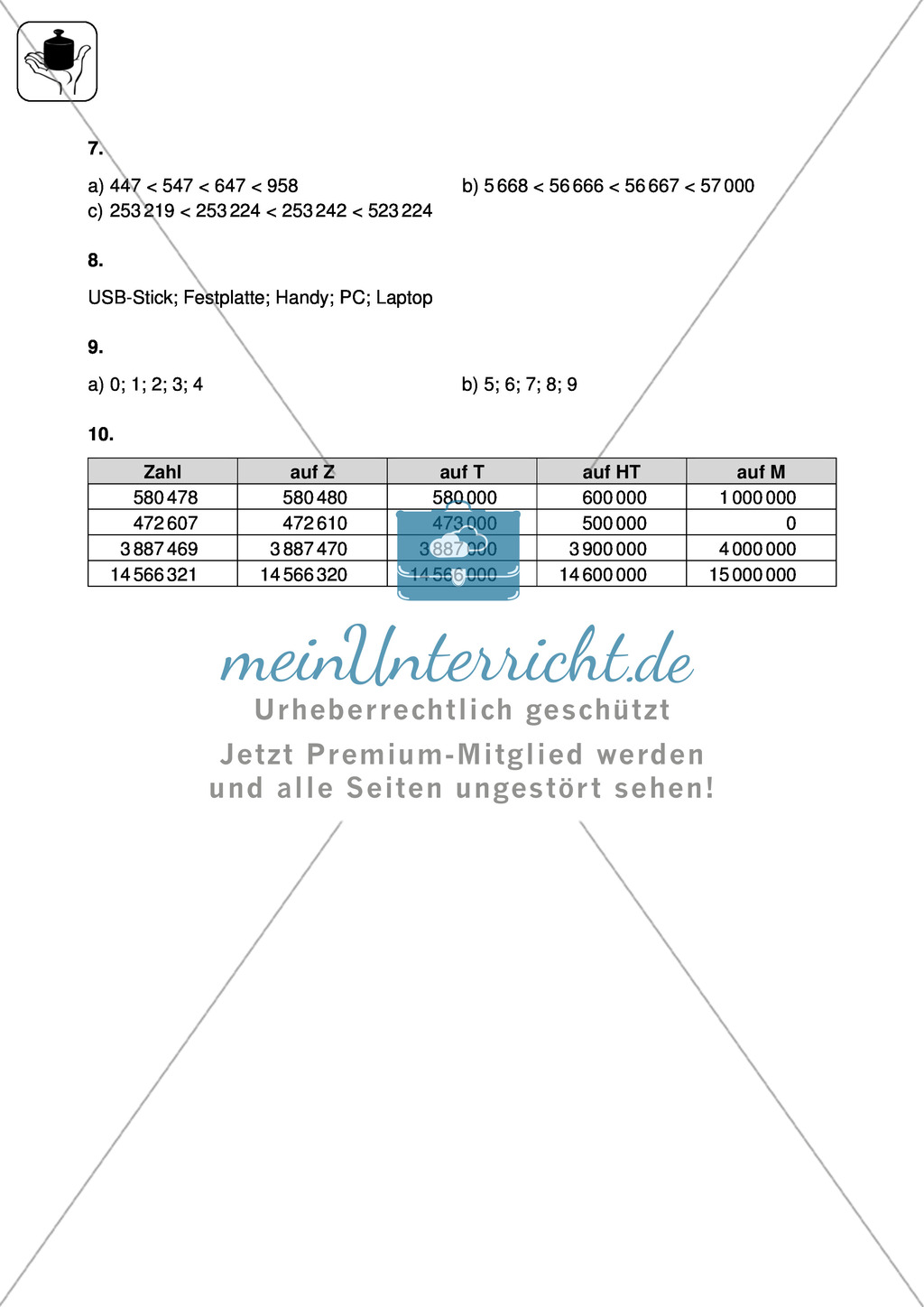 Lernkontrolle zu natürlichen Zahlen Preview 4