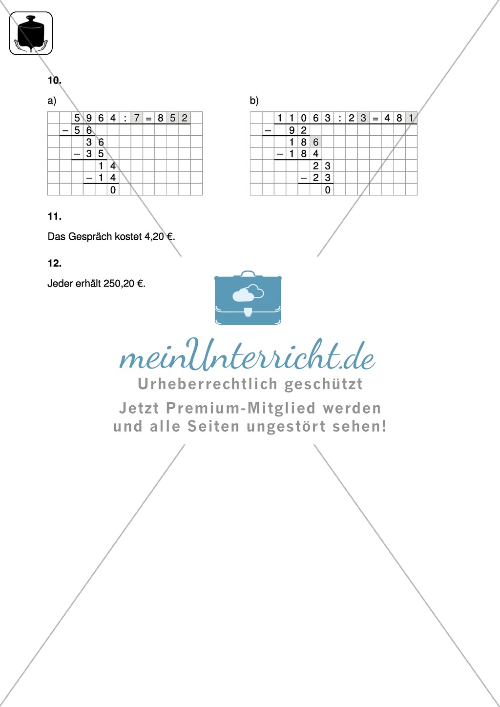 Lernkontrolle zur Punktrechnung Preview 4