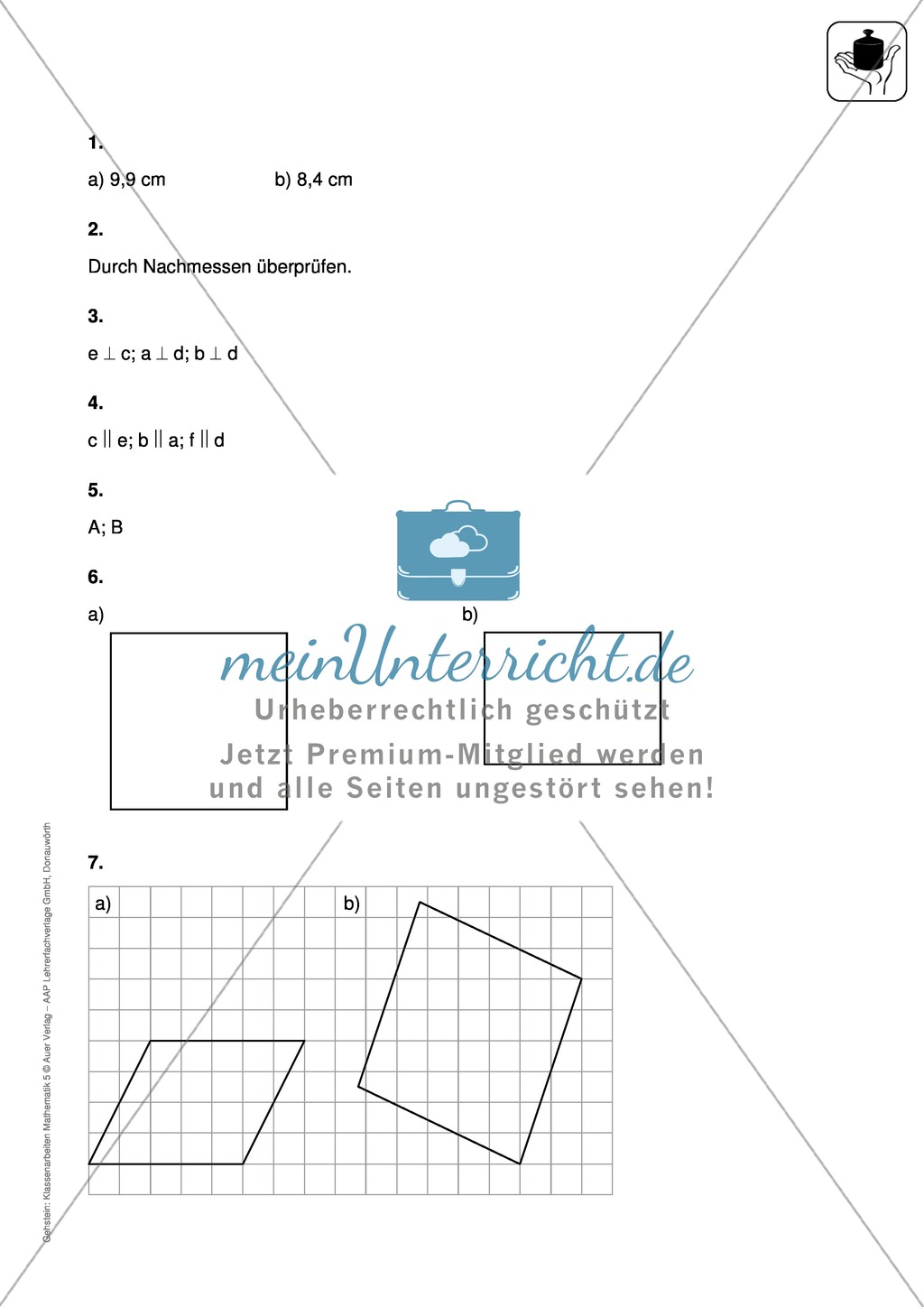 Klassenarbeit zur Geometrie Preview 4