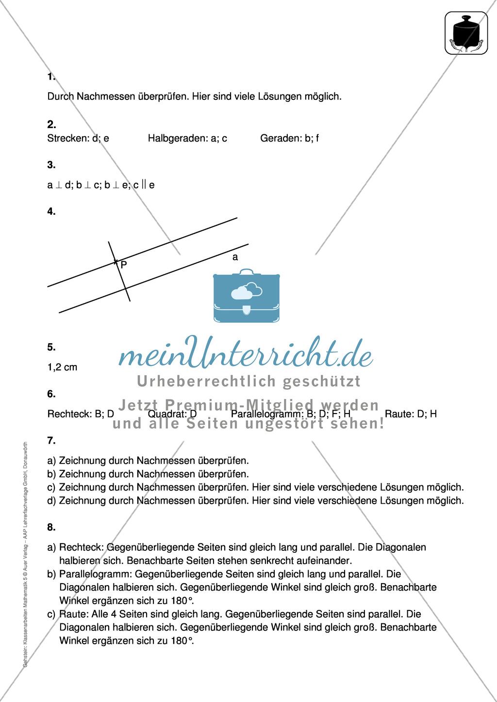 Klassenarbeit zum Themenfeld Geometrie Preview 4