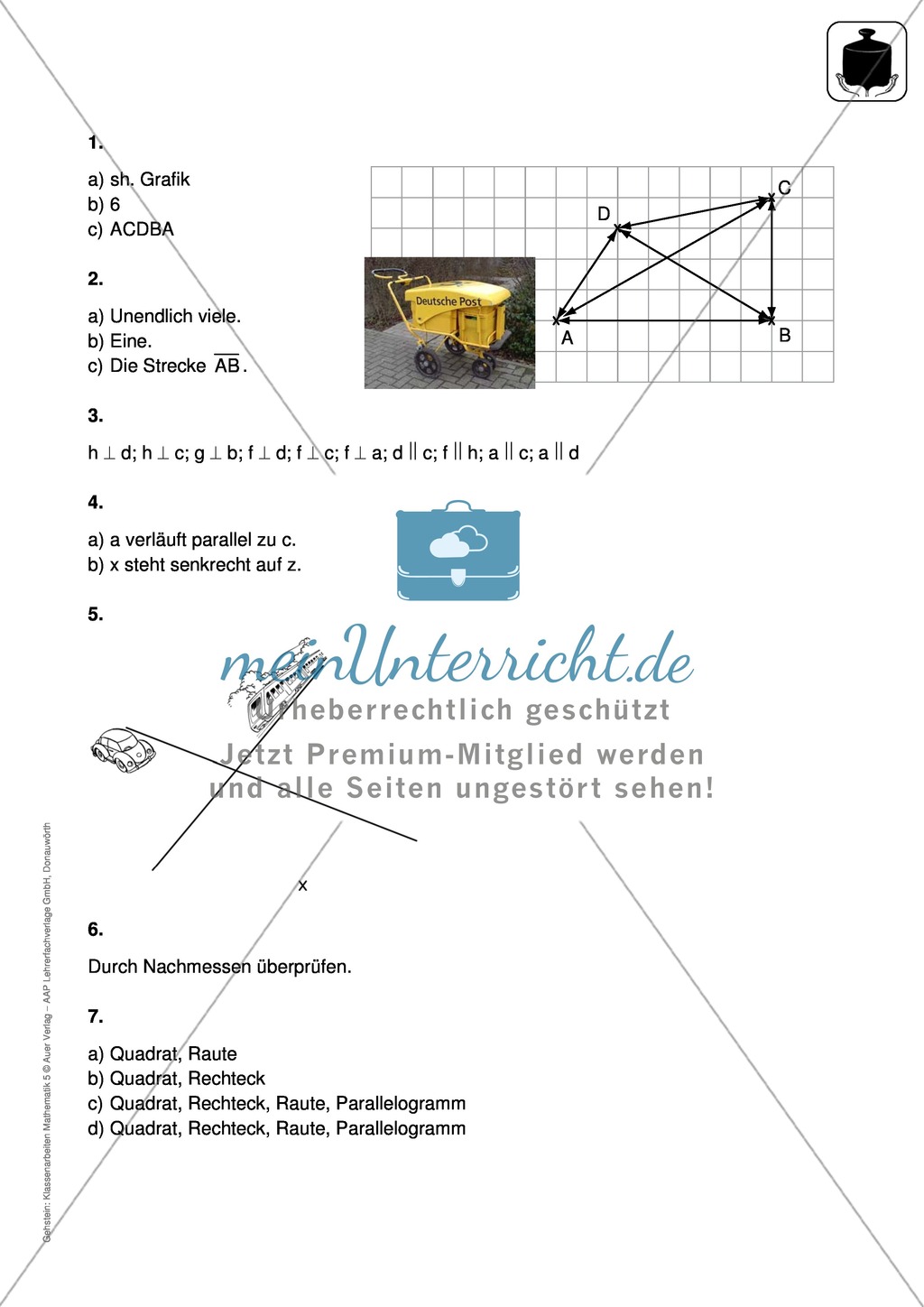 Klassenarbeit zu geometrischen Figuren Preview 3