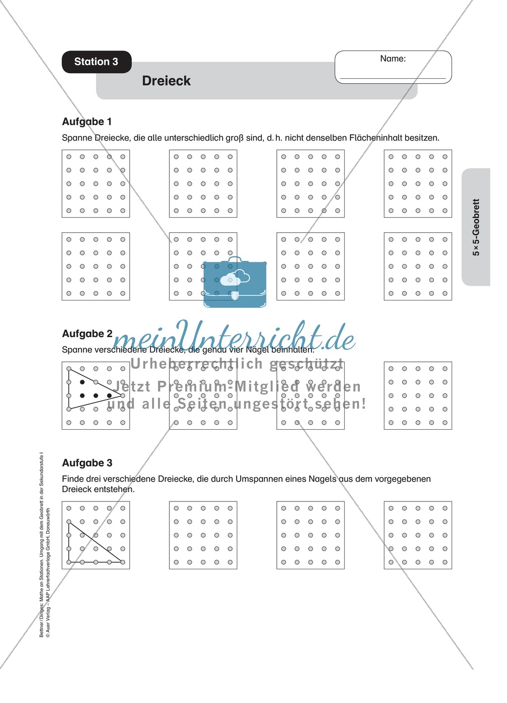 Stationenlernen am 5x5 Geobrett - meinUnterricht