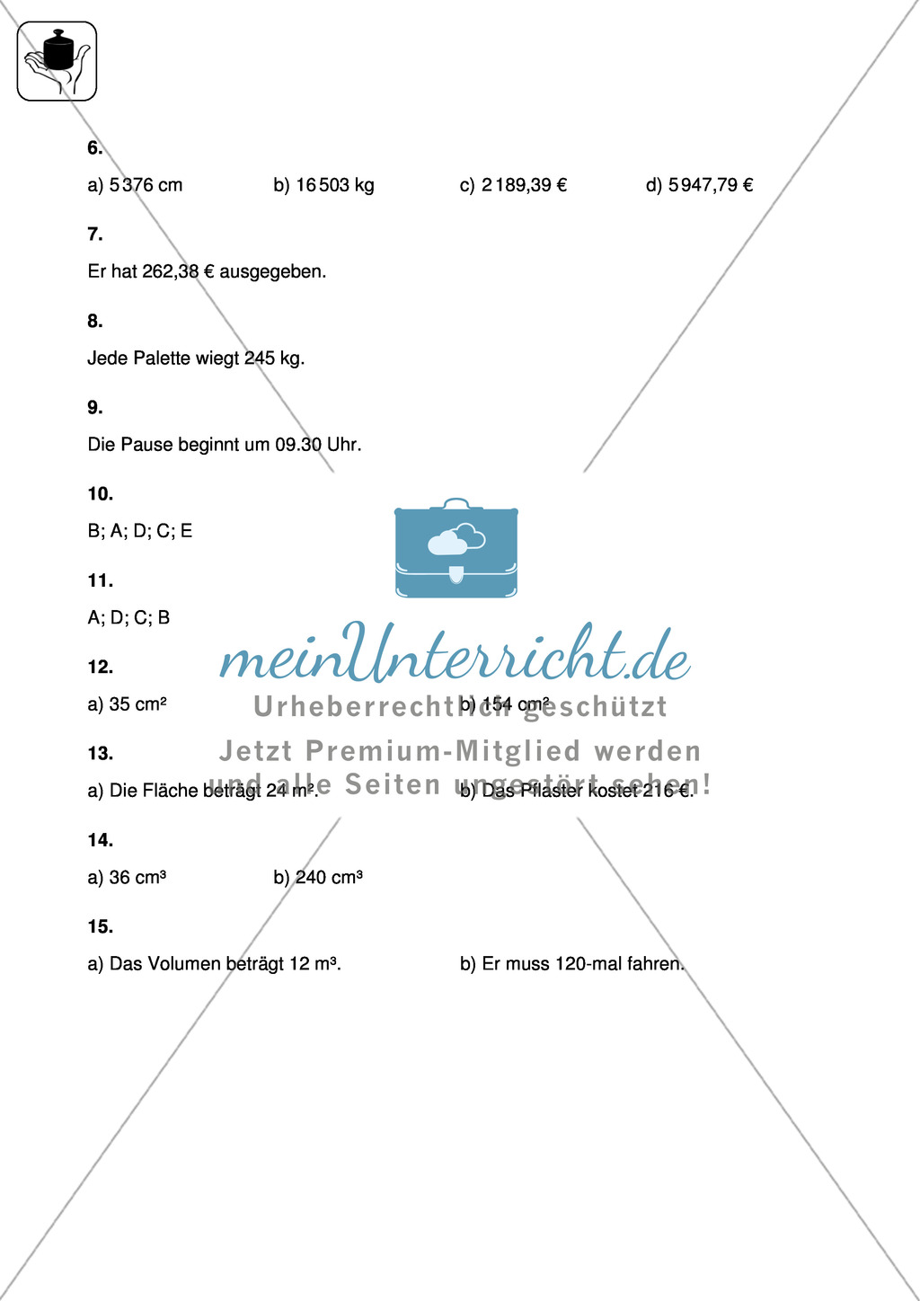 Klassenarbeit zu Maßeinheiten Preview 4
