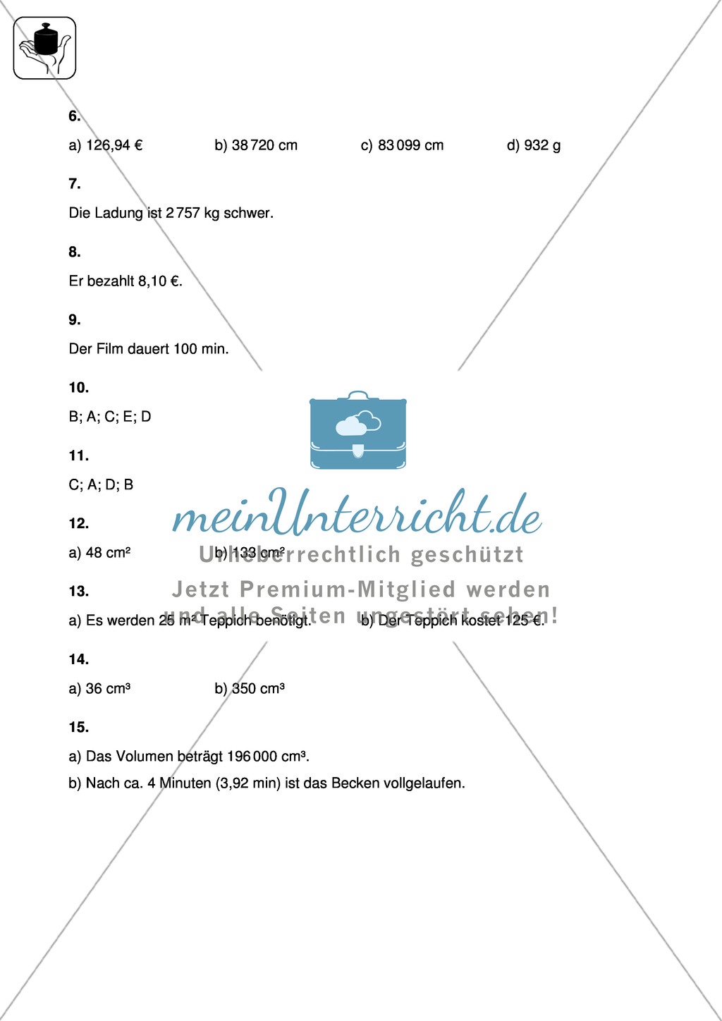 Lernkontrolle zur Maßeinheiten Preview 4