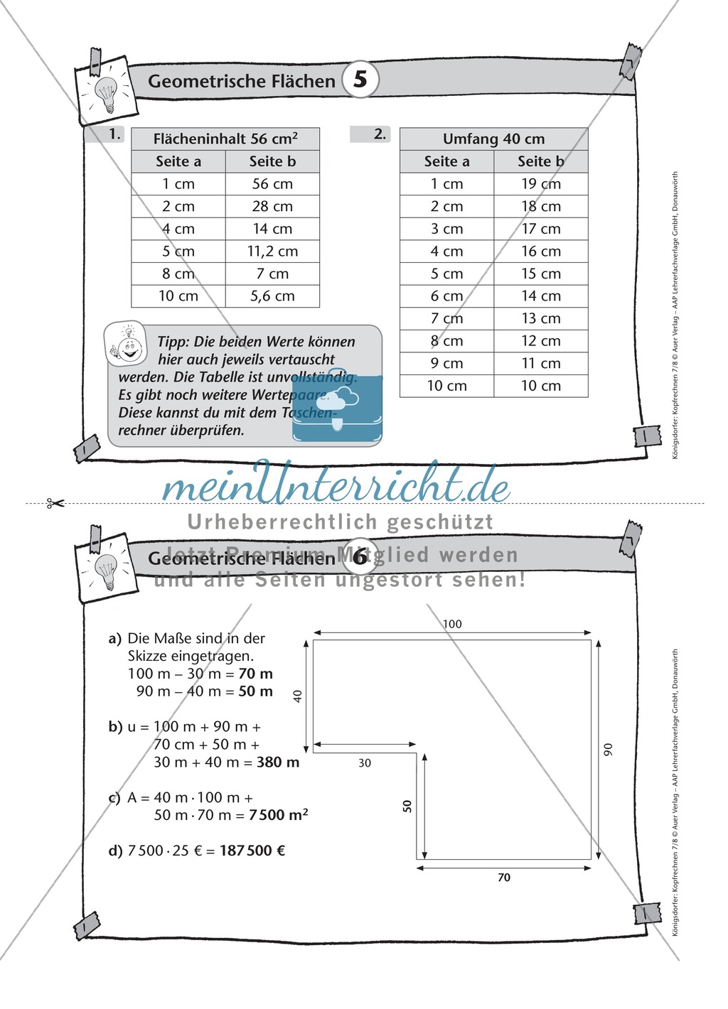 Übungsaufgaben au Karteikarten aus dem Themenfeld Geometrische Flächen Preview 6