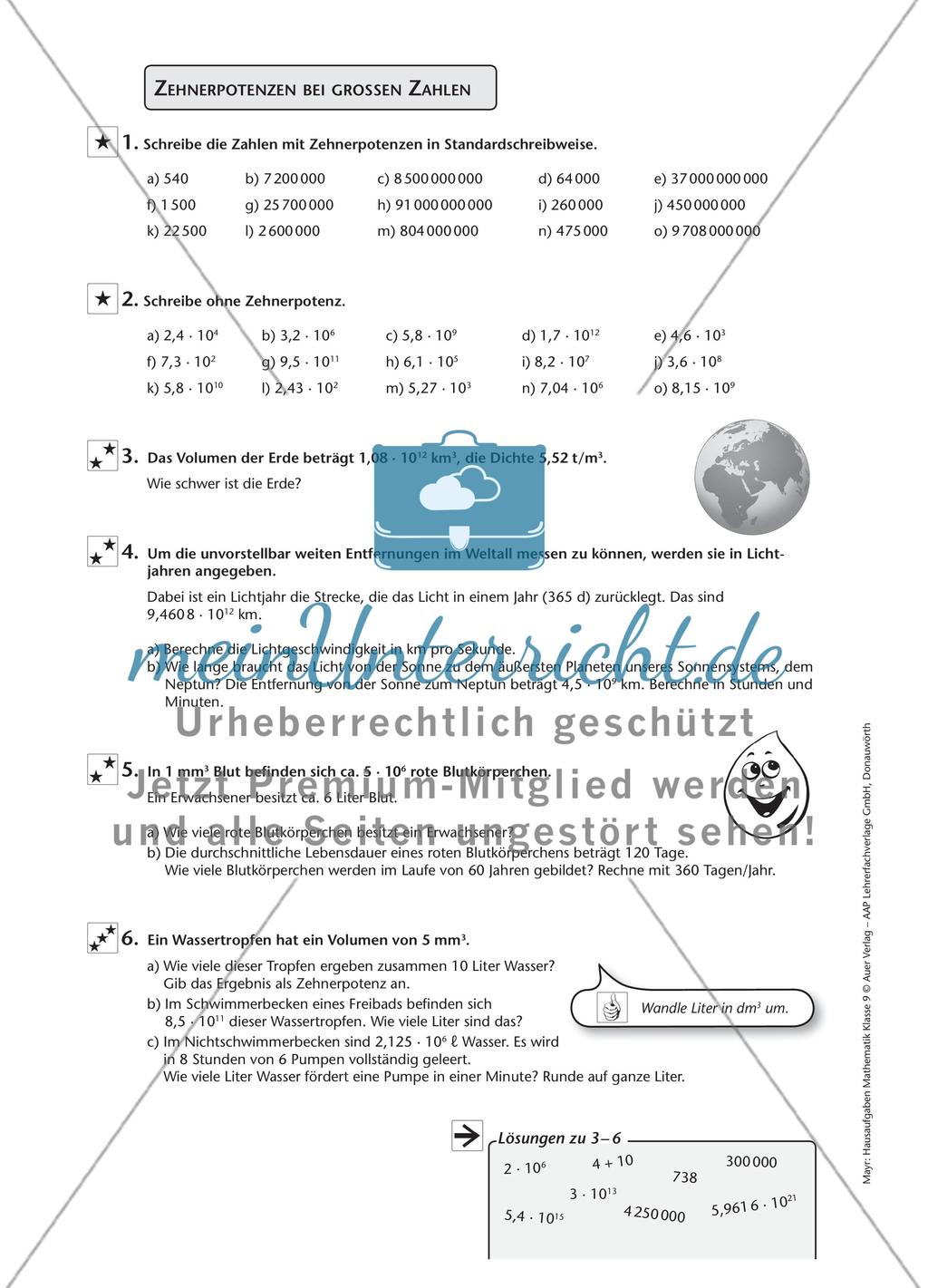 Aufgaben zur Zehnerpotenzen Preview 1