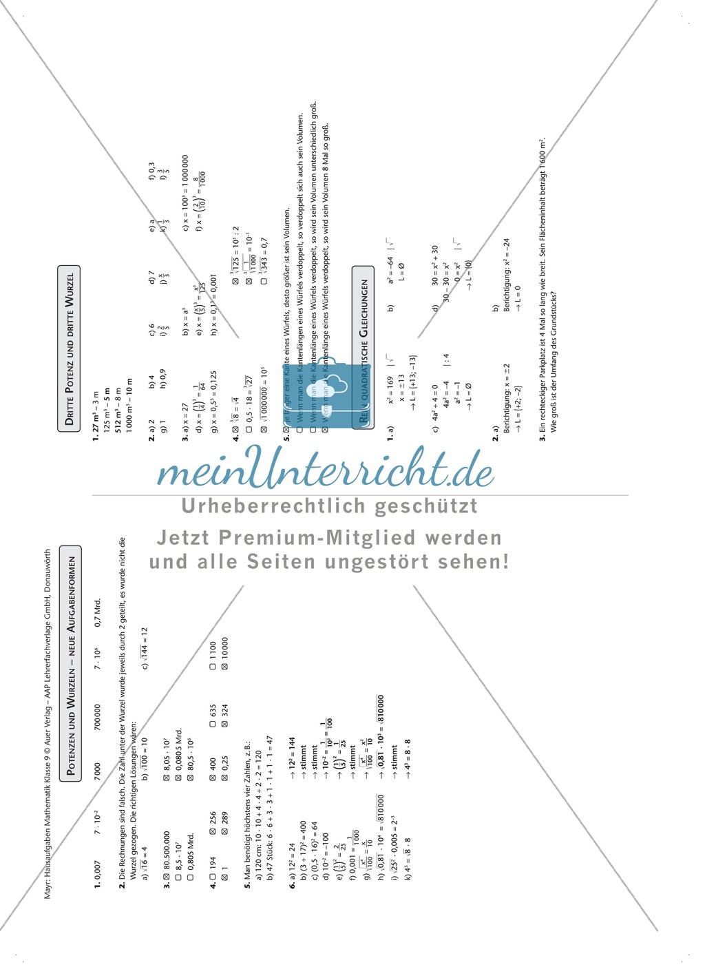 Quadratzahlen, Wurzeln und Potenzen in verschiedenen Aufgabenformen Preview 4
