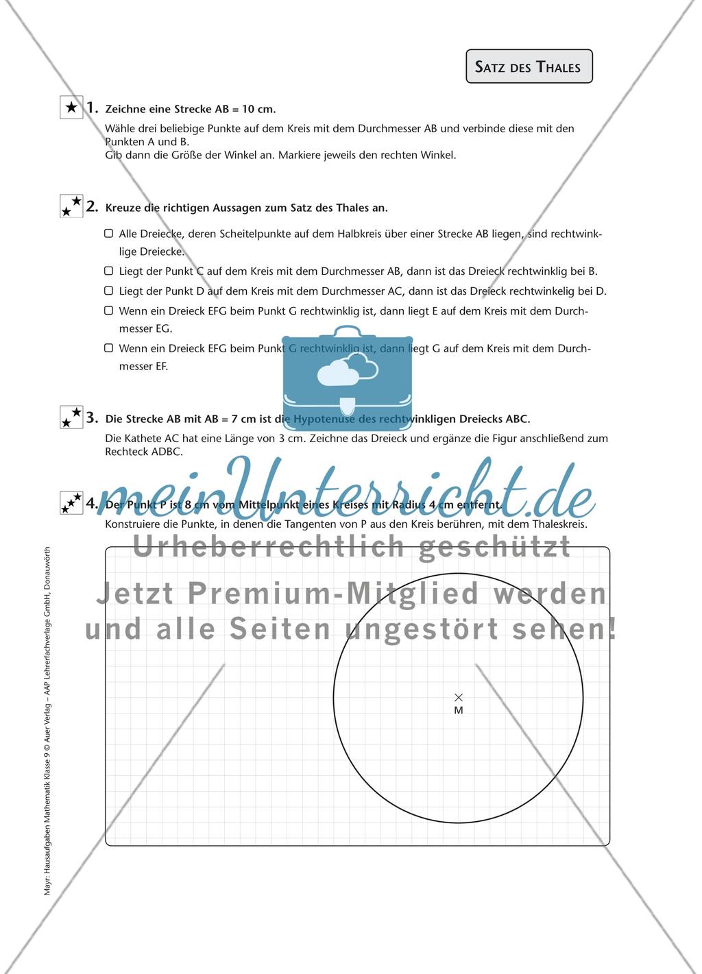 Aufgaben zur Entwicklung des Satz des Thales Preview 1