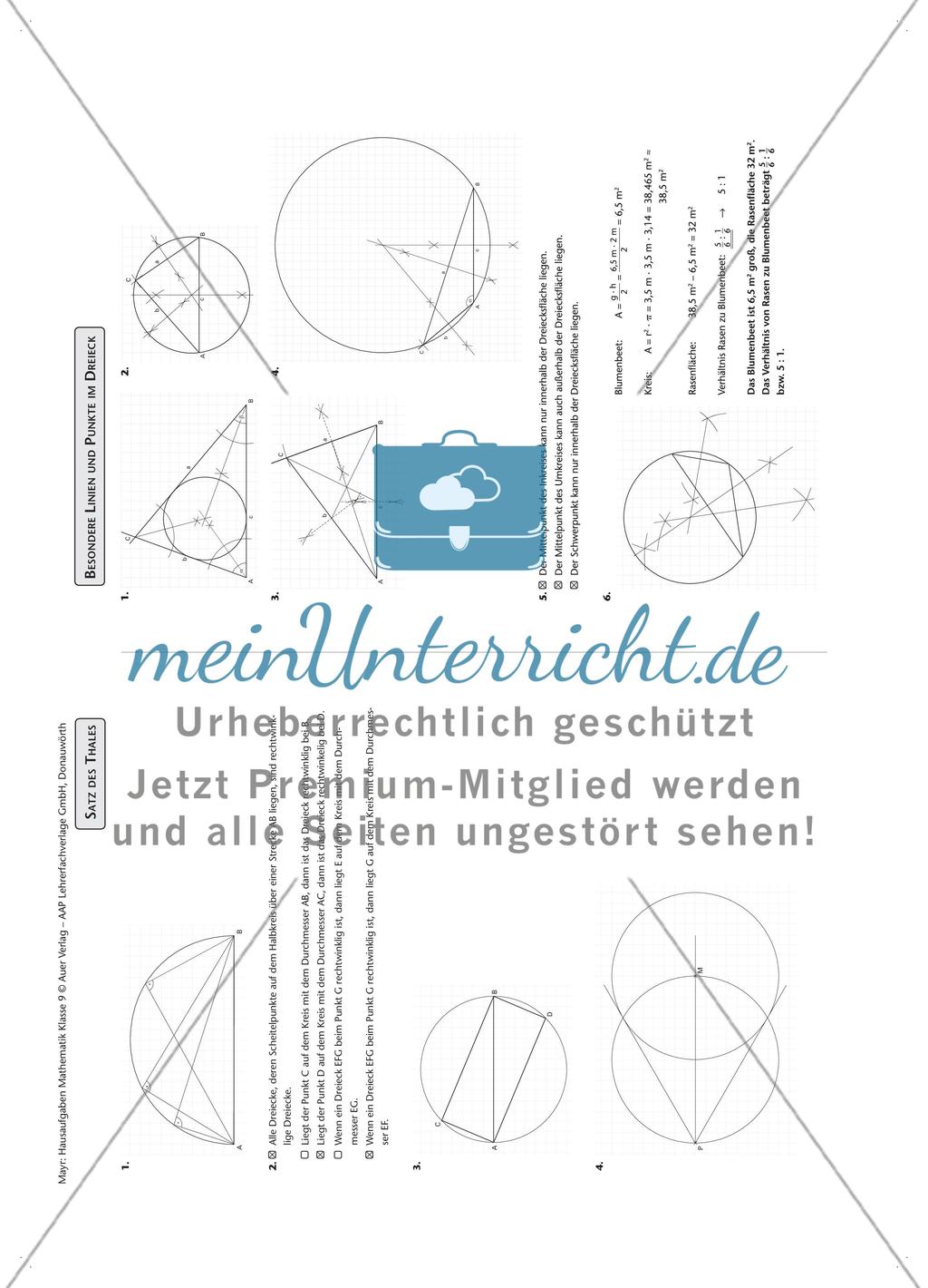 Aufgaben zur Entwicklung des Satz des Thales Preview 2