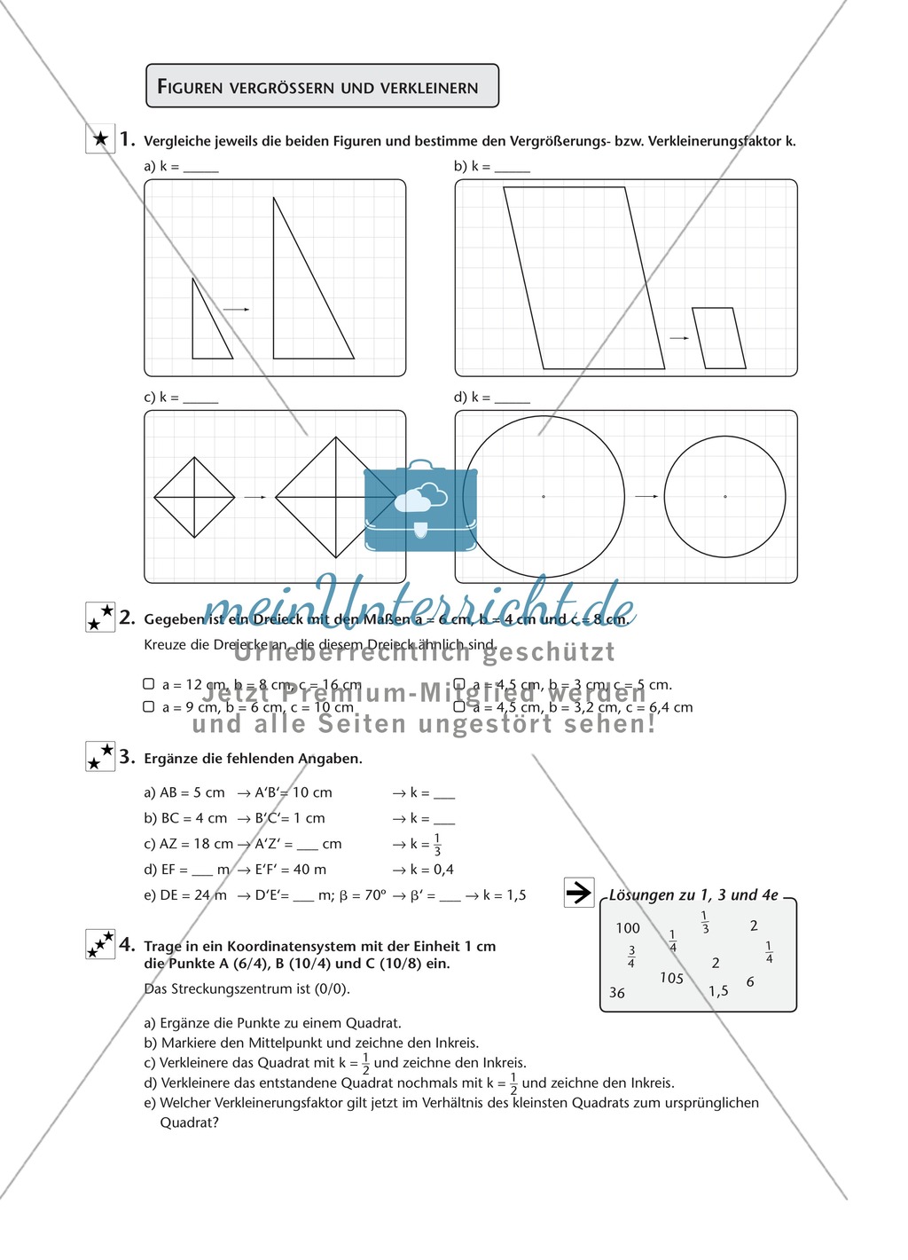 Aufgaben zu verschiedenen geometrischen Figuren Preview 1