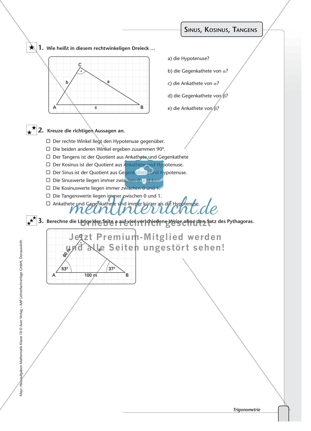 Vermischte Aufgaben zur den trigonometrischen Formeln Preview 4