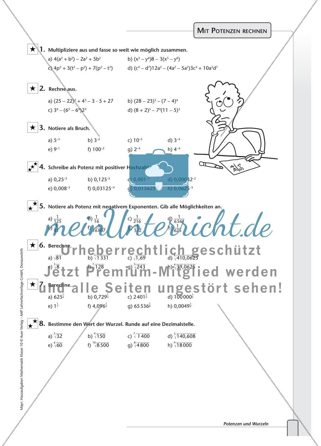 Aufgaben und Definitionen zu Potenzen Preview 2
