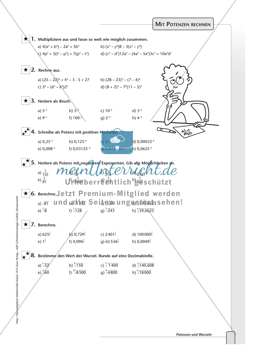 Aufgaben und Definitionen zu Potenzen Preview 2