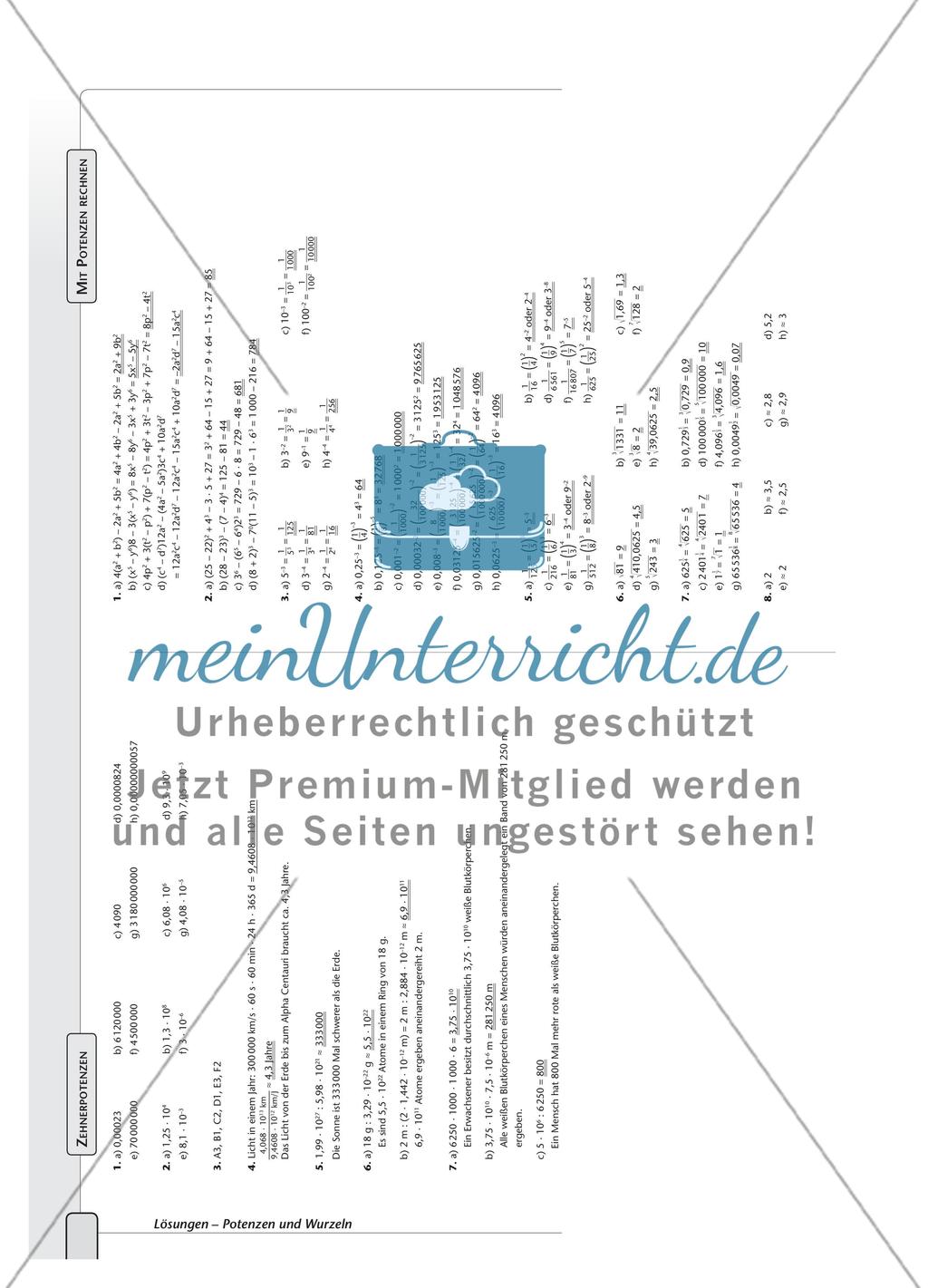 Aufgaben und Definitionen zu Potenzen Preview 4