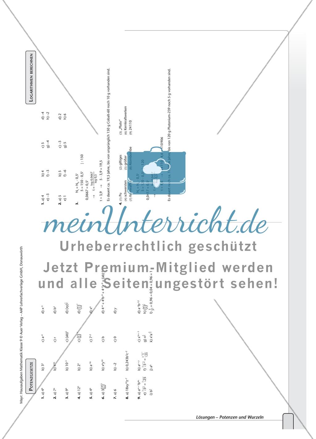 Aufgaben und Definitionen zu Potenzen Preview 5