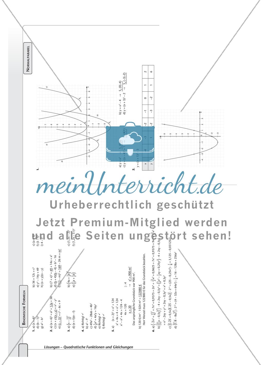 Vermischte Aufgaben zu den binomischen Formeln Preview 2