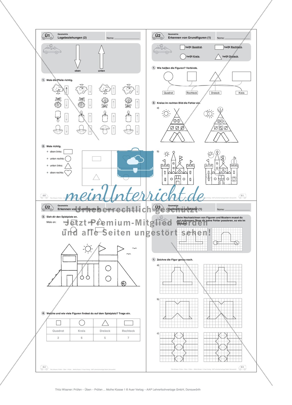 Basale geometrische Übungen mit Aufgaben zum Nachzeichnen Preview 8