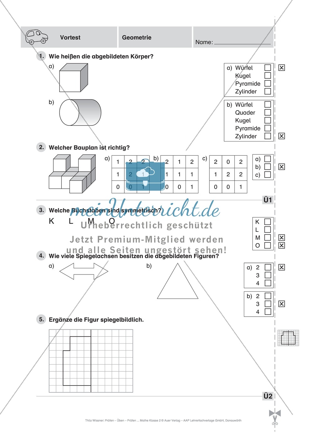 Mathefahrschule: Geometrie (Körper, Symmetrien, Baupläne) Preview 3