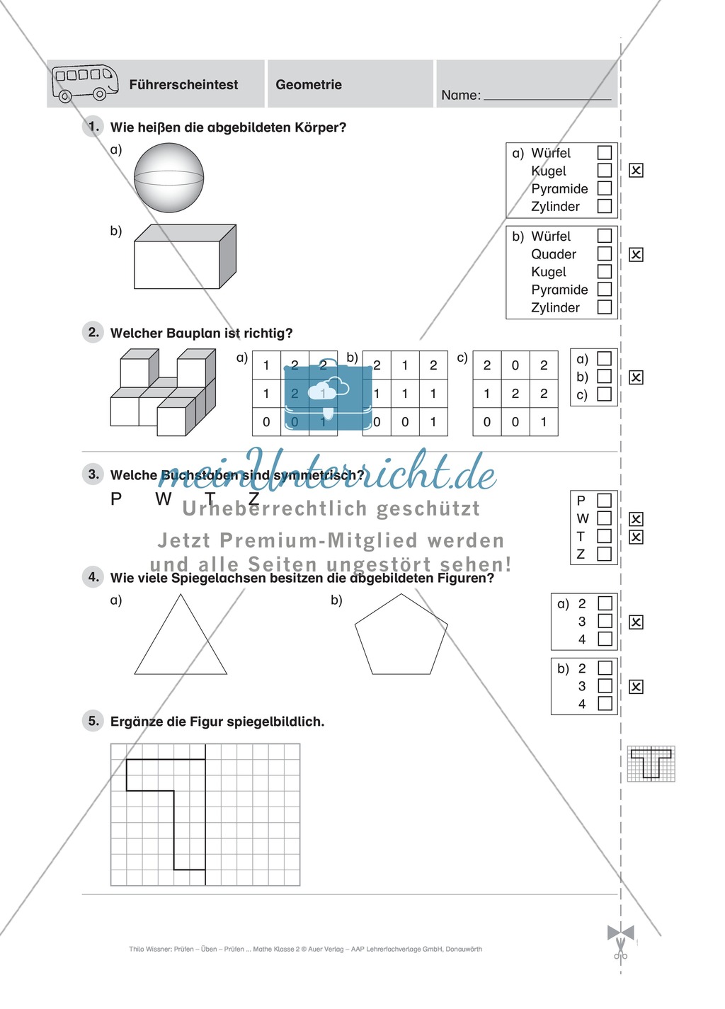 Mathefahrschule: Geometrie (Körper, Symmetrien, Baupläne) Preview 8