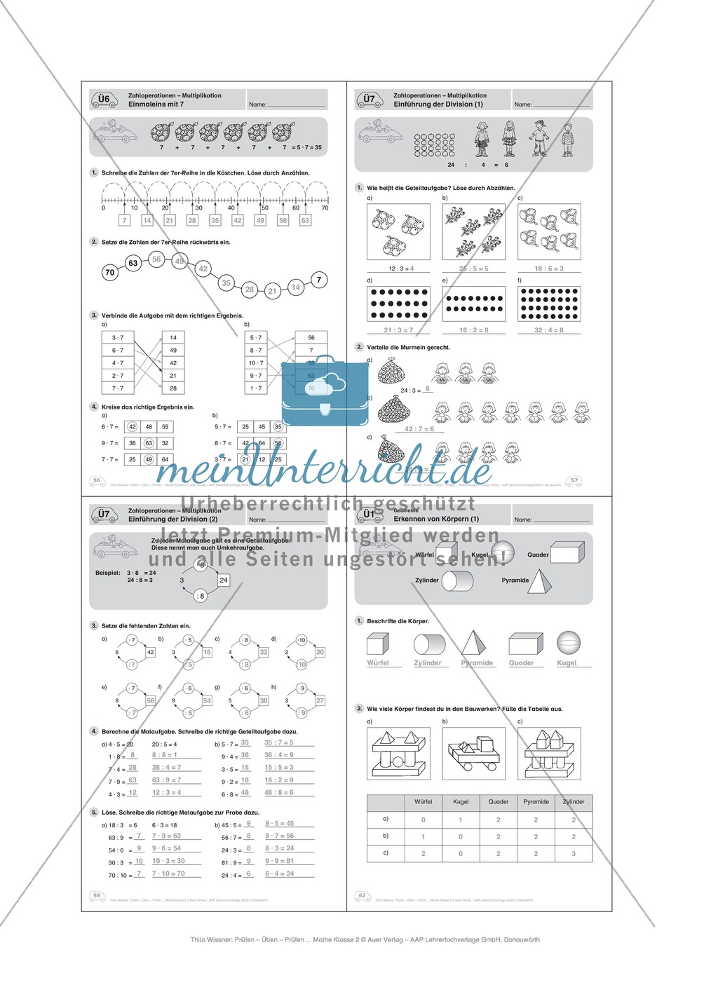 Mathefahrschule: Geometrie (Körper, Symmetrien, Baupläne) Preview 9