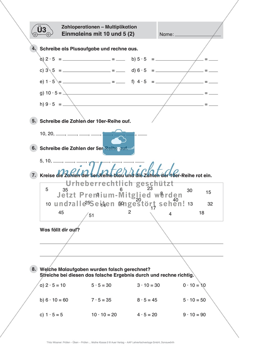 Mathe-Führerschein zu den Zahloperationen Multiplikation und Division Preview 8