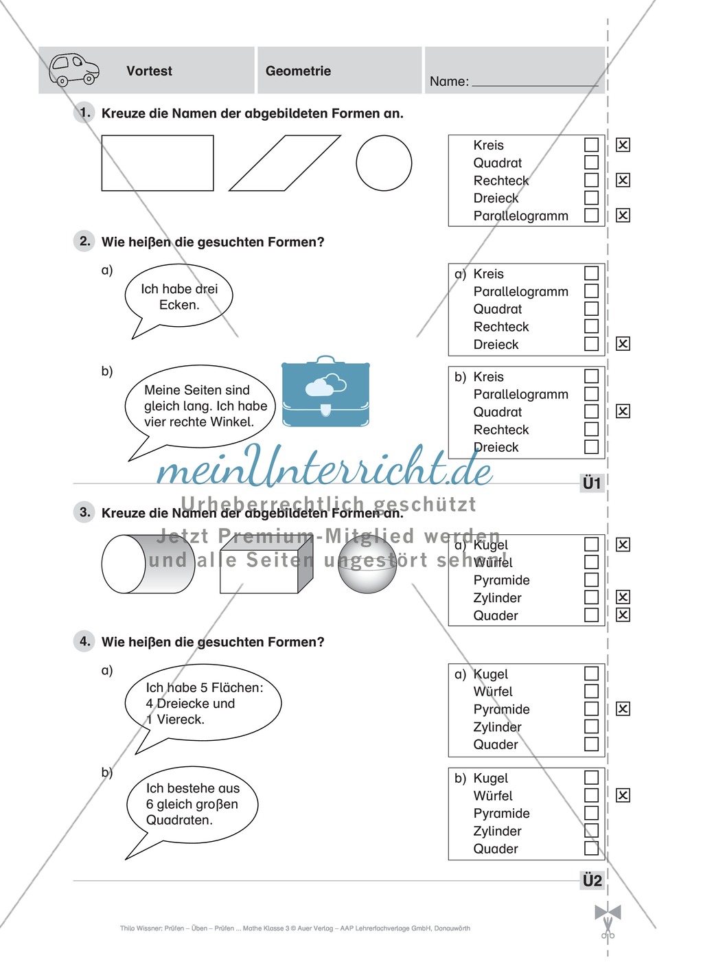Mathefahrschule: Geometrie - Kreis, Quader, Zylinder etc. Preview 3