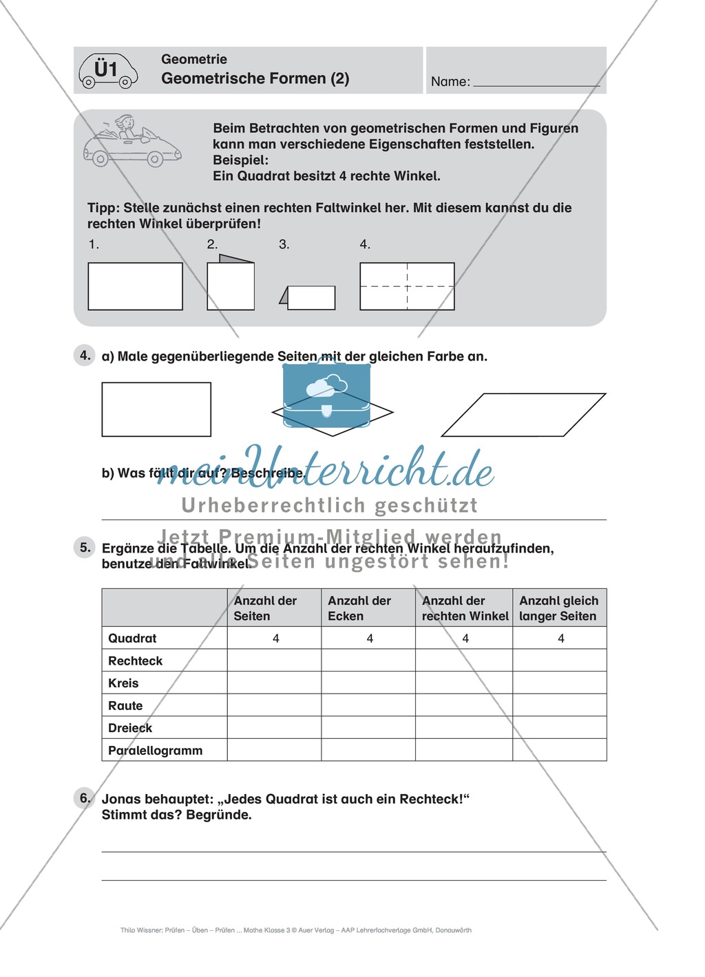 Mathefahrschule: Geometrie - Kreis, Quader, Zylinder etc. Preview 5
