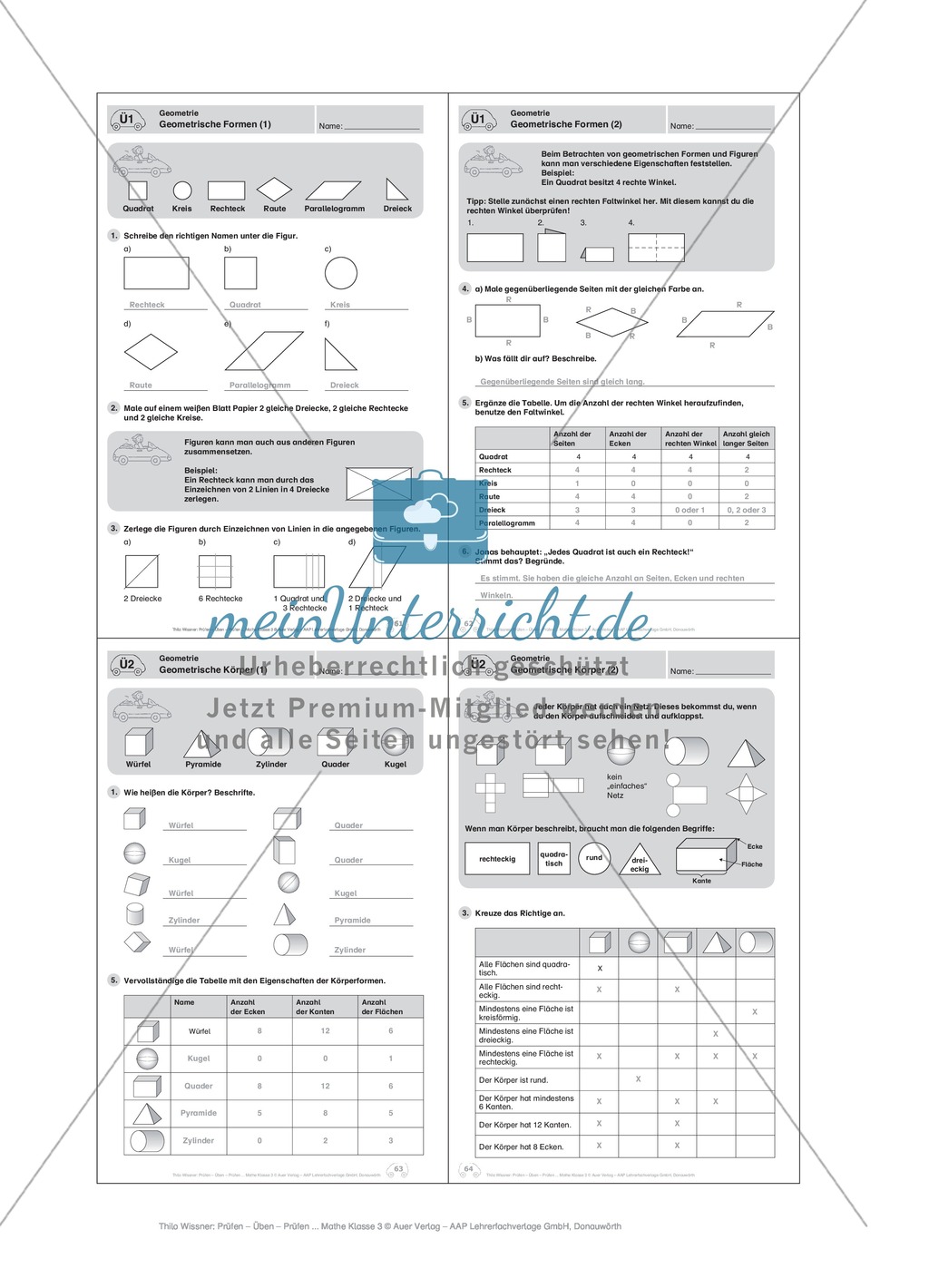 Mathefahrschule: Geometrie - Kreis, Quader, Zylinder etc. Preview 9