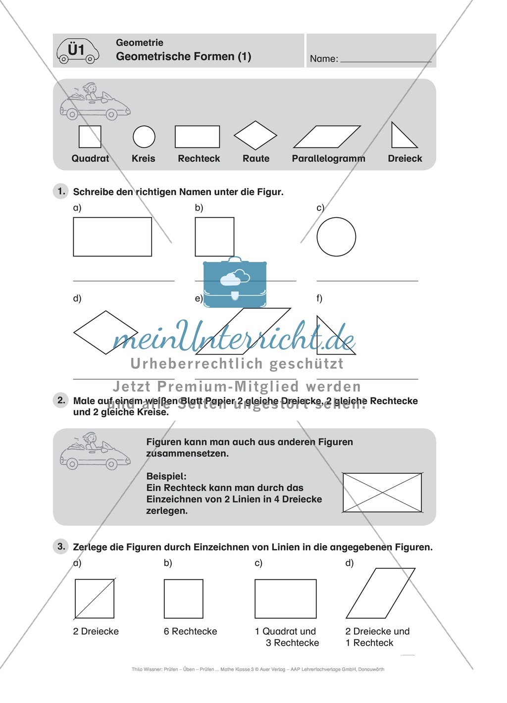 Geometrische Formen: Quadrat, Kreis, Rechteck, Raute, Parallelogramm, Dreieck Preview 1