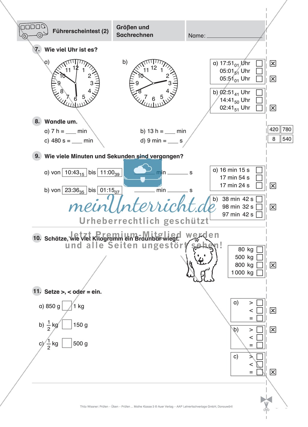 Mathefahrschule: Größen und Sachrechnen Preview 2