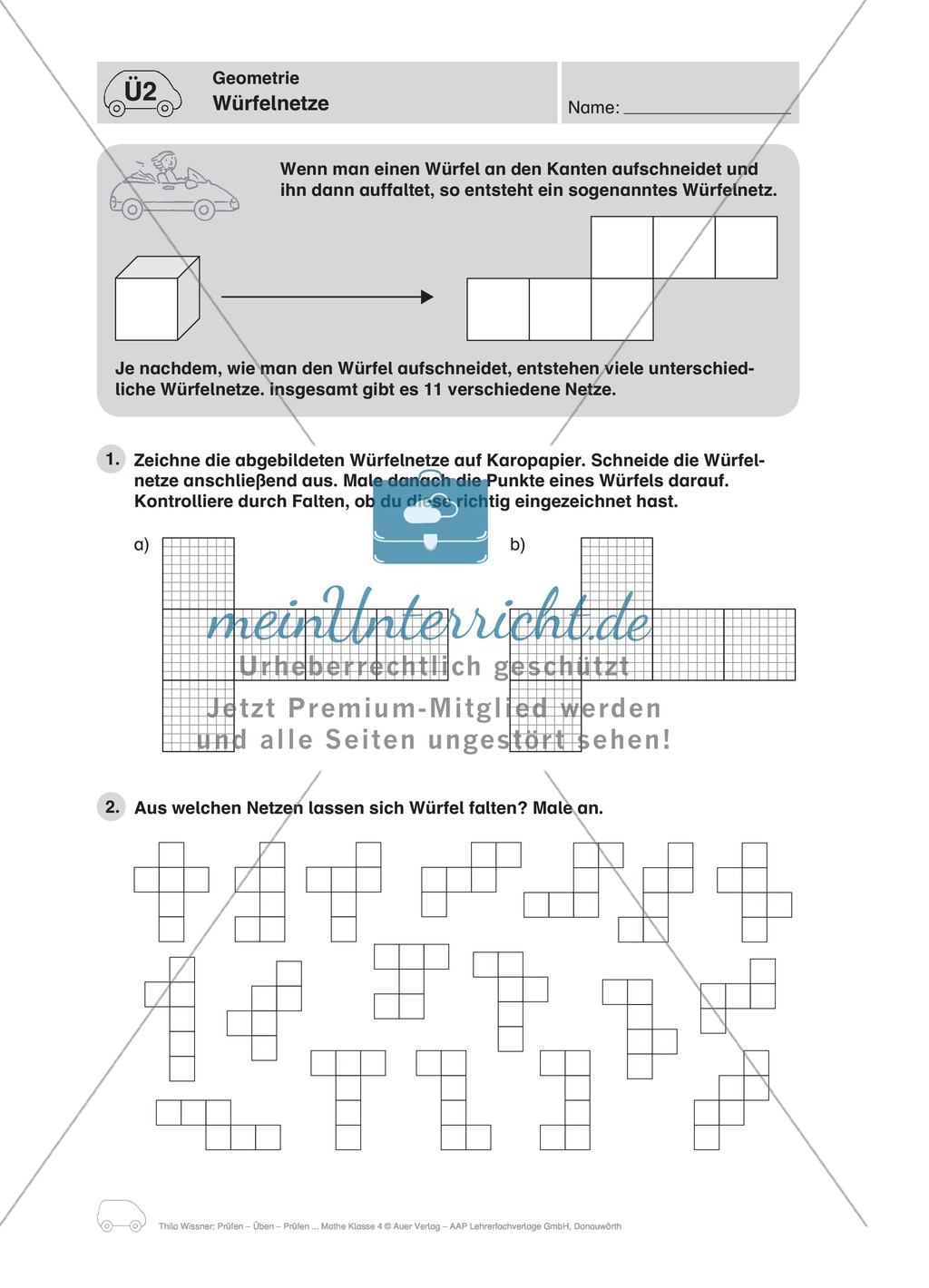 Mathefahrschule: Geometrie - Parallele Strecken, rechter Winkel, Bezeichnungen am Kreis und Würfelmuster Preview 7