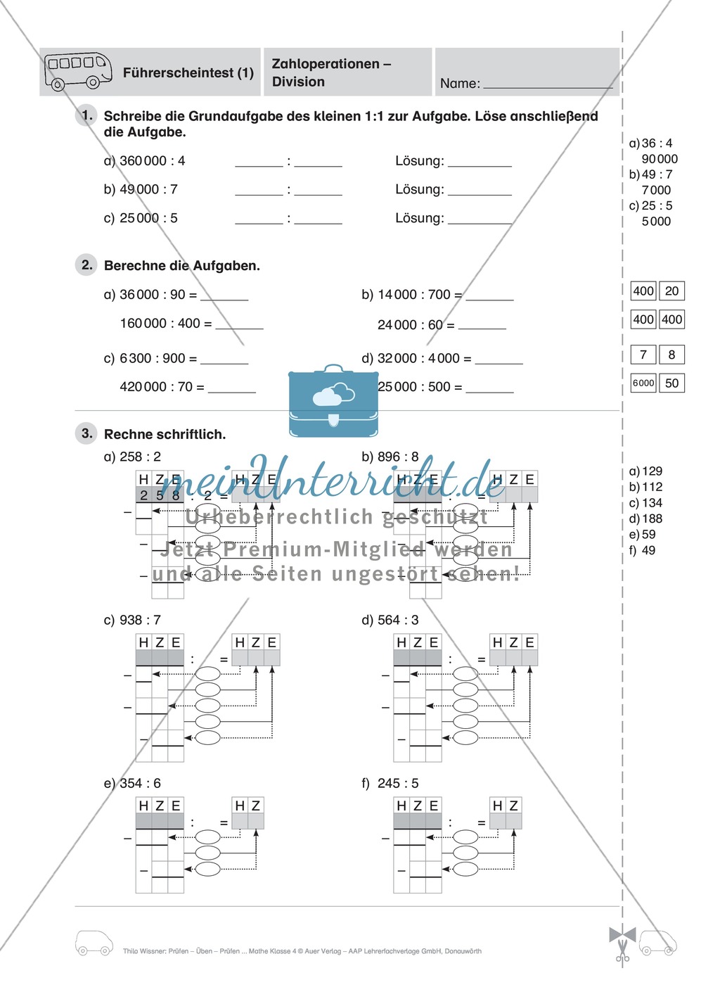 Mathe-Führerschein zum Thema Division Preview 1